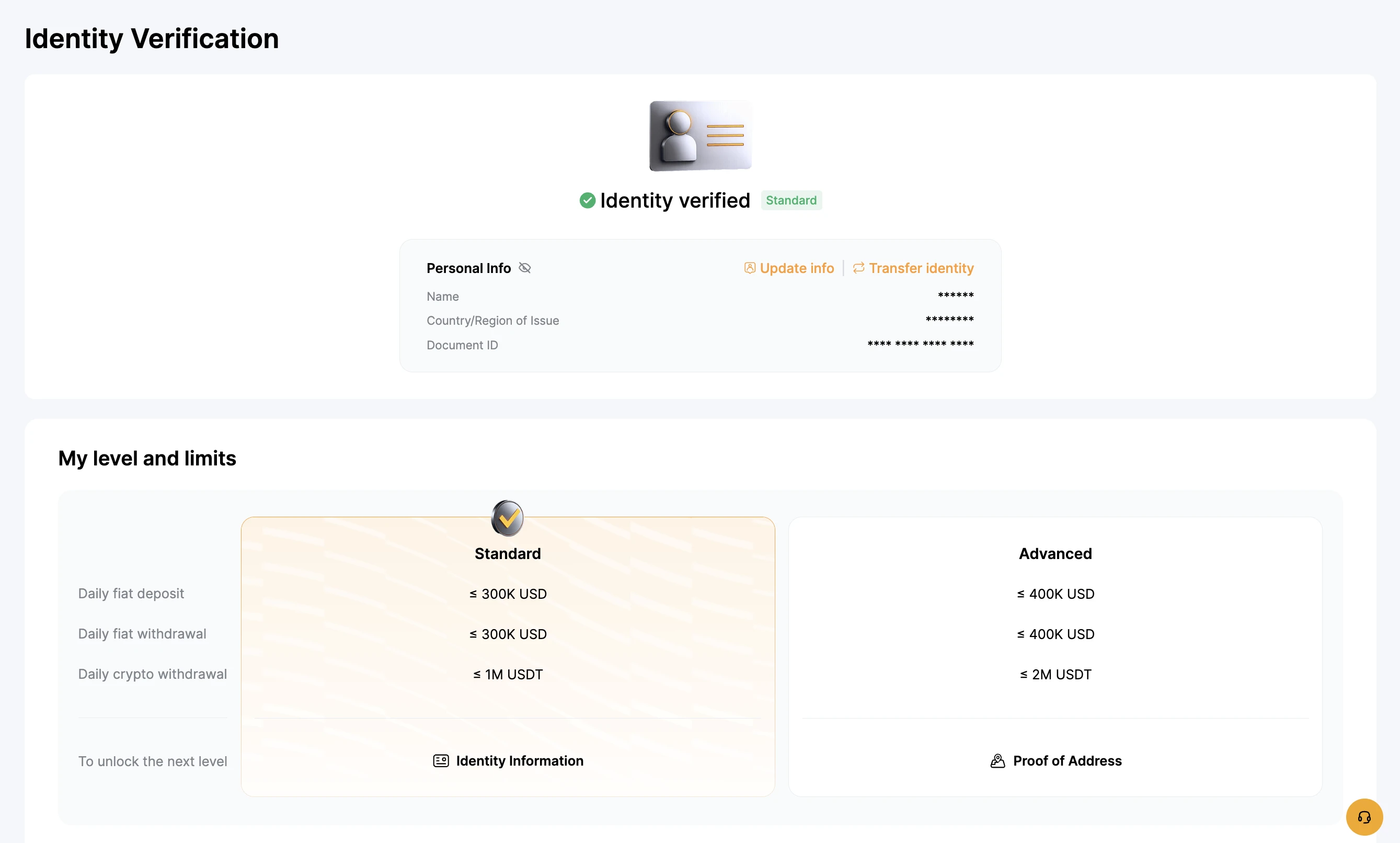 Bybit KYC β Identity Verification with Standard and Advanced limit tiers