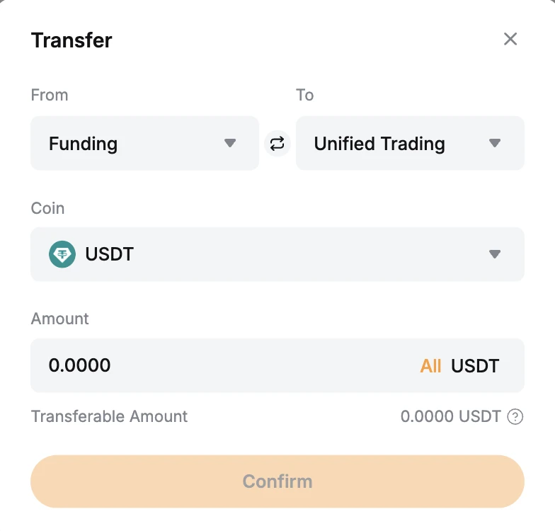 Bybit internal Transfer β Funding to Unified Trading, USDT