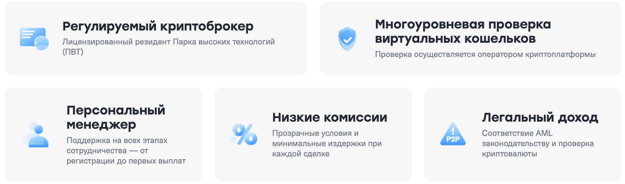 6 преимуществ Cifra Markets — Регулируемый криптоброкер, Многоуровневая проверка кошельков, Персональный менеджер, Низкие комиссии, Легальный доход